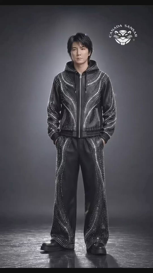 New Era Collection 2026-27     Premium Calf Leather Jacket – Sparkling Crystal Edition. Made-To-Order