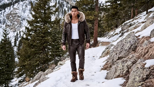 The Élégance Finntura Bomber: Handcrafted Italian Shearling & Arctic Finnraccoon Bomber Jacket.